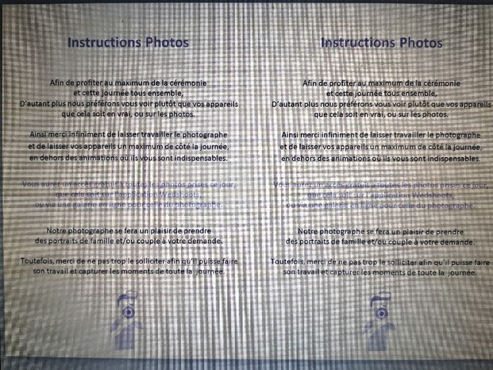 Informations photos aux invités 1