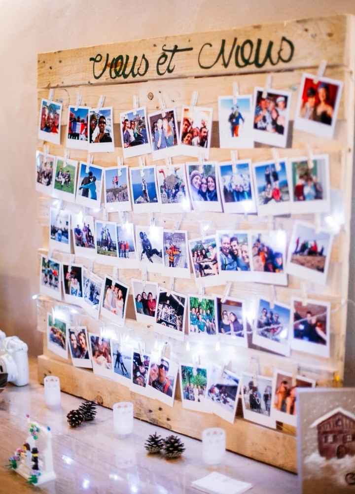 Il y aura une palette photo sur chaque table personnalisée en fonction de mariage et baptême.