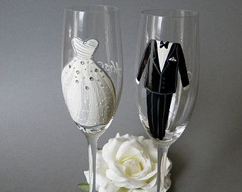 Coupes de champagne des mariés. - 5