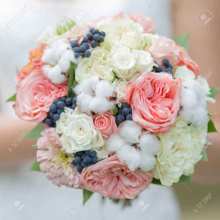 Bouquet de mariée fleurs de coton. - 2