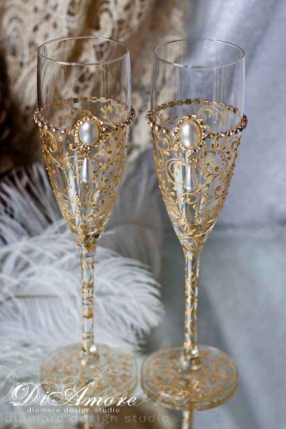 Coupes de champagne des mariés. - 9