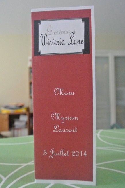 Menu table Desperate Housewives