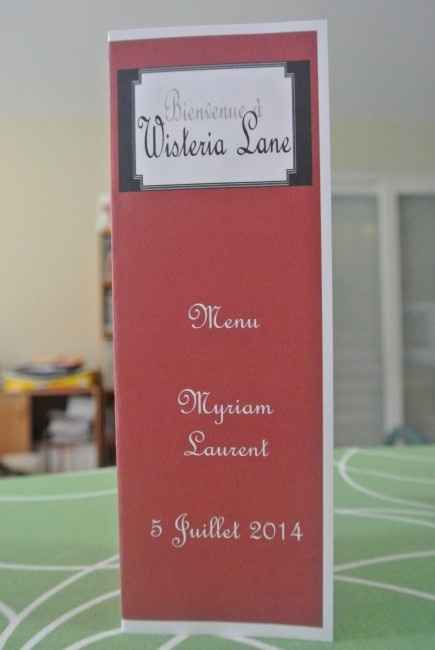 Menu table Desperate Housewives