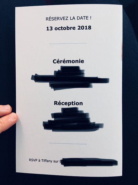 Le dos des invitations est plus classique. Avec les informations sur la date, les horaires et adress