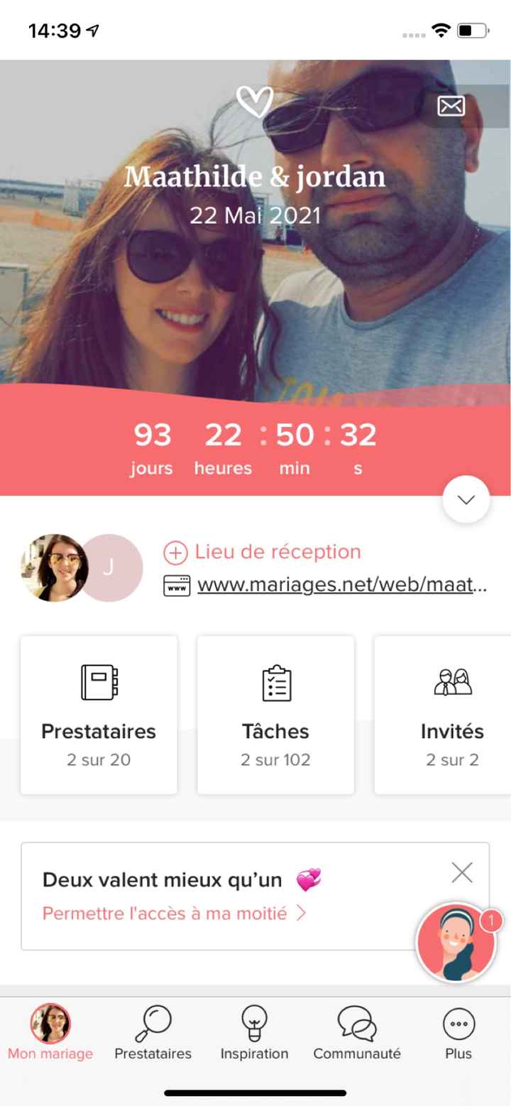 Avant la date du mariage il reste... - 1