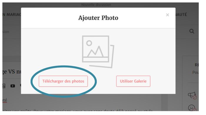 Comment insérer une photo dans une discussion Mariages.net ? 2