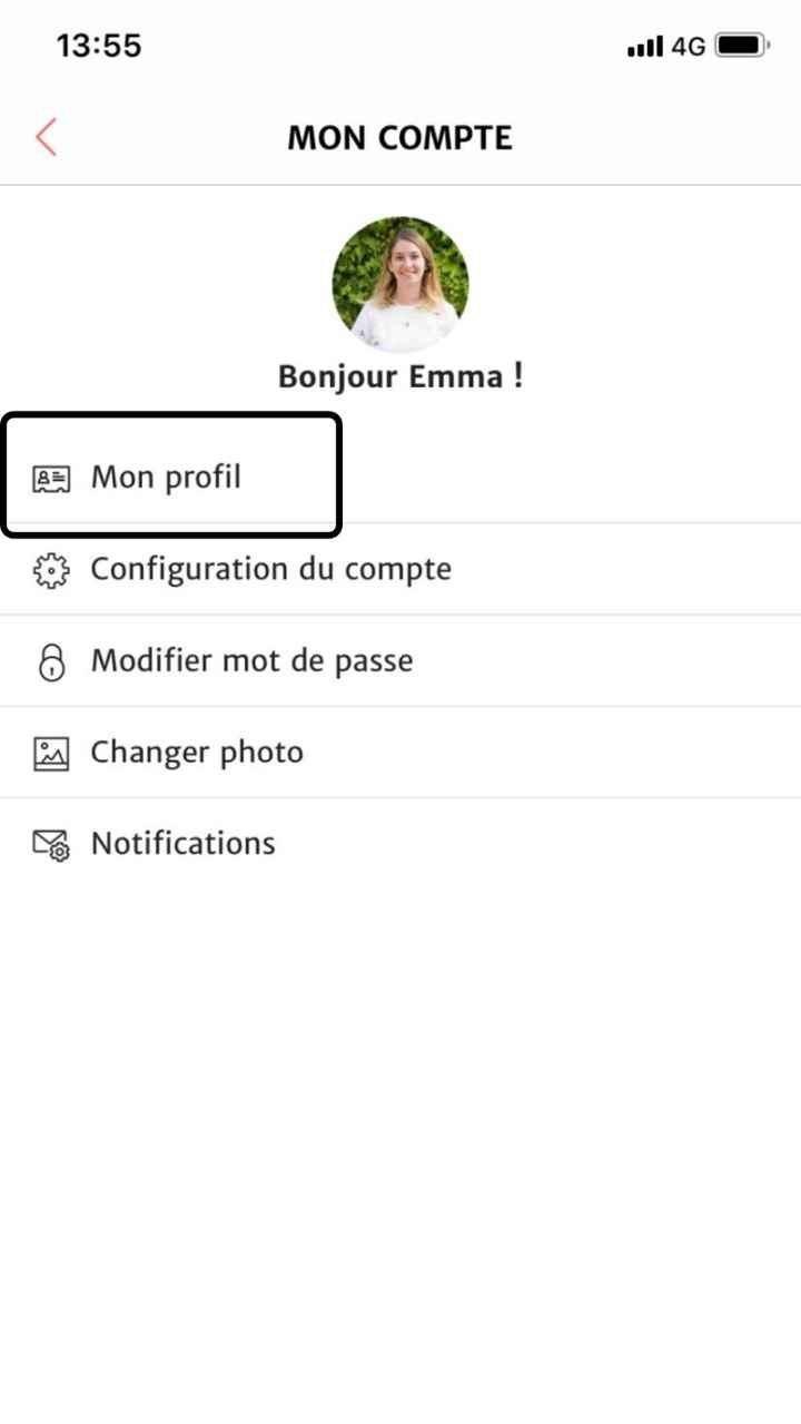 1- Va dans "mon compte" et clique sur "Mon profil"