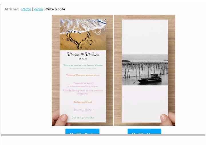 Menus recto verso