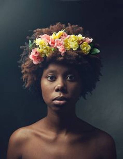 afro + couronne de fleurs