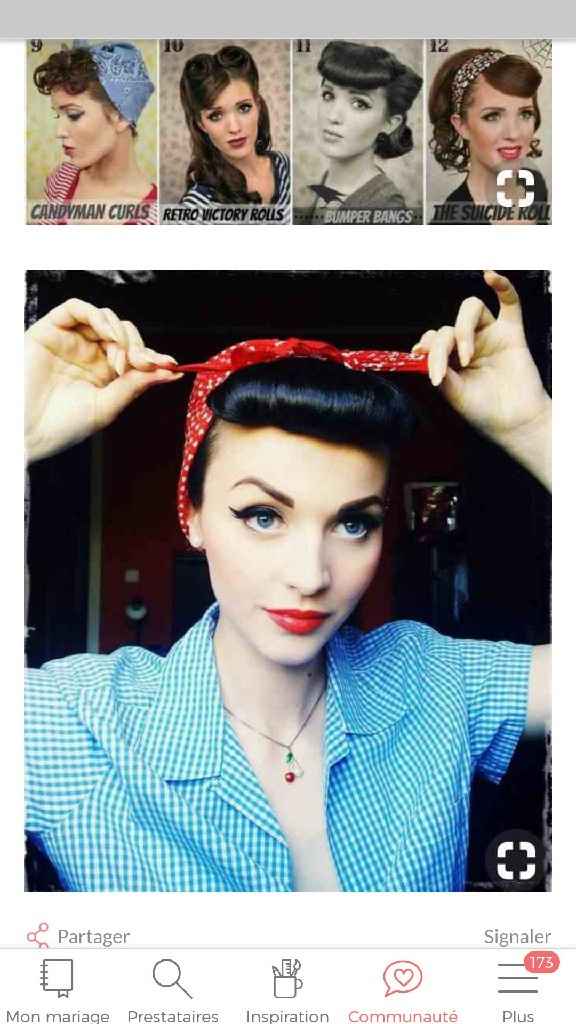 Thème année 50 j'ai une robe sirène à votre avis accessoire et quoi comme coiffure et bouquet - 1