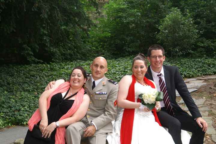 Les mariés avec Sylvain et Karen, soeur jumelle et témoin de la mariée