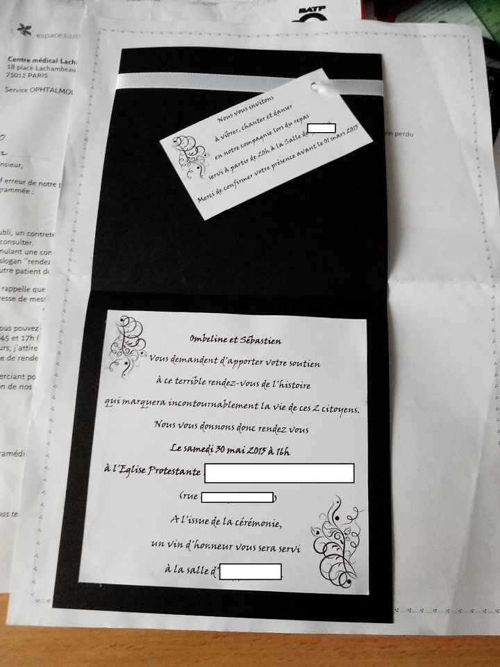 Intérieur du faire part