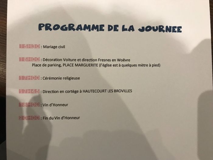 Programme journée ( pour ceux invité qu'au vin d'honneur)