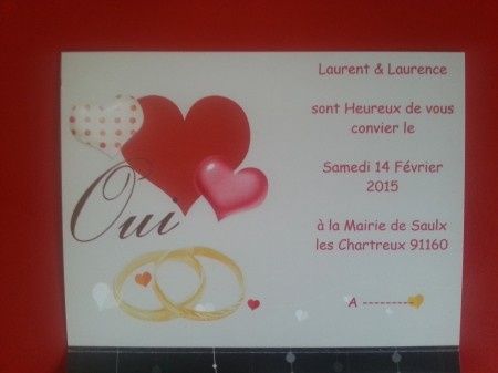 L'interieur du faire-part.