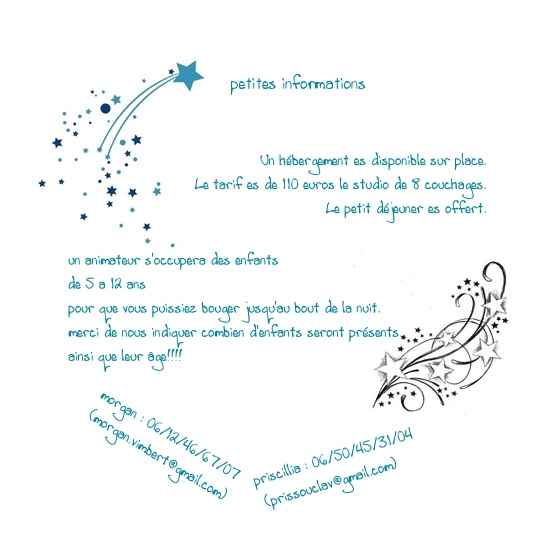 les petites infos utile au dos de l'invitation repas