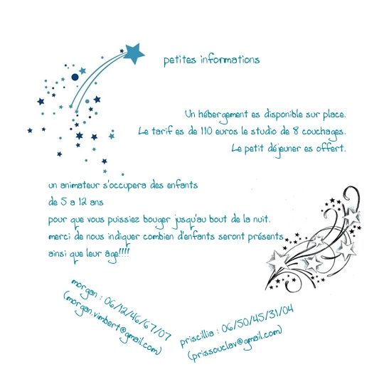 les petites infos utile au dos de l'invitation repas