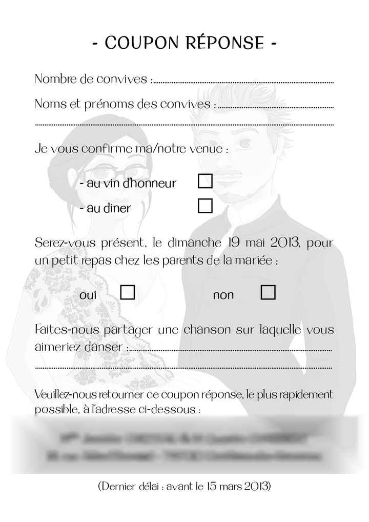 coupon réponse faire part