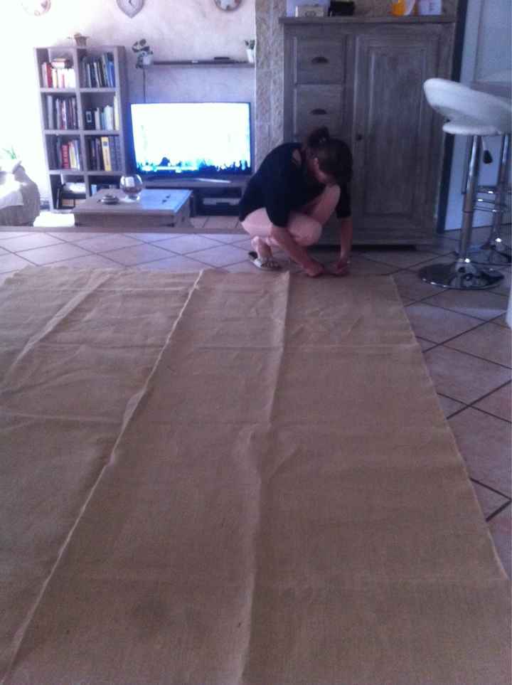 Atelier chemin de table jute diy en cours - 1