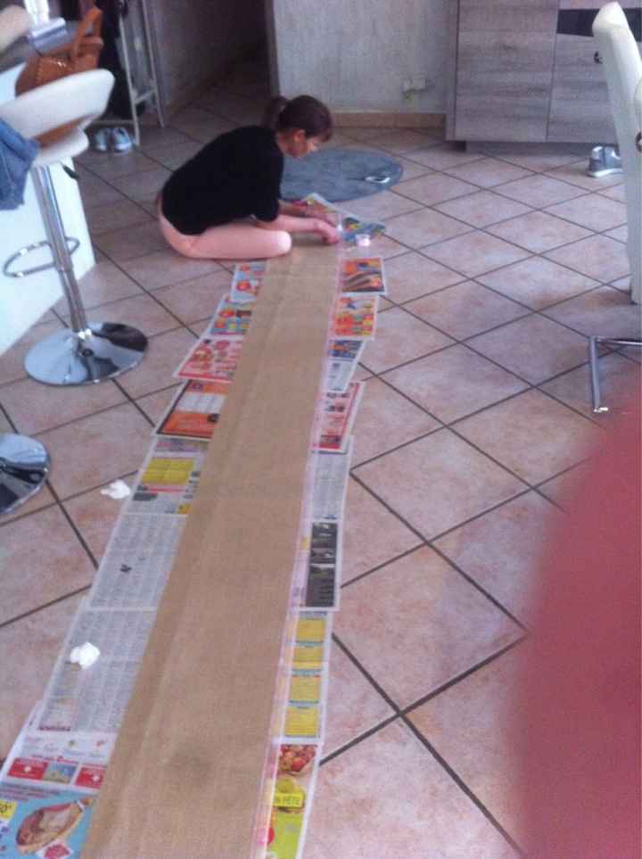 Atelier chemin de table jute diy en cours - 3