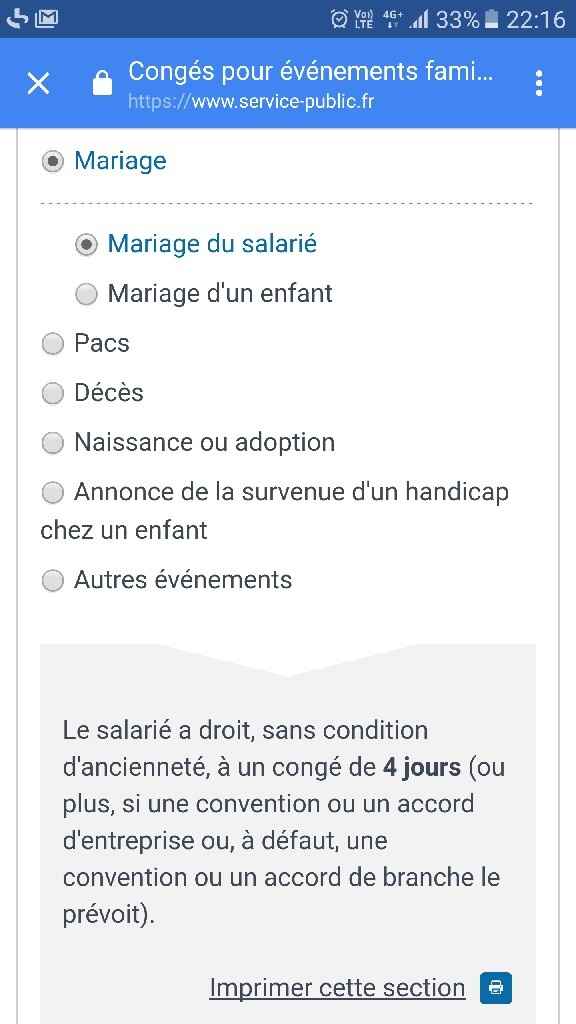 Droits aux congés mariage - 1