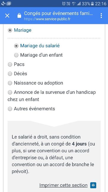 Droits aux congés mariage - 1