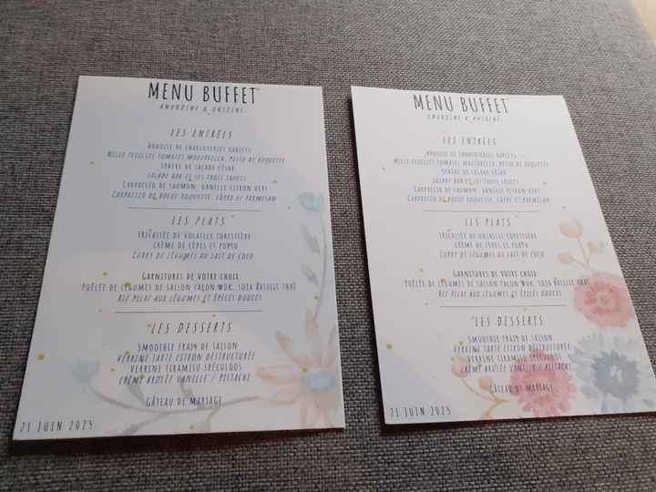 Menu buffet imprimé - 1
