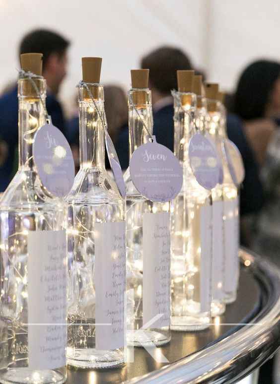 Plan de tables / Bouteilles lumineuses / Menu