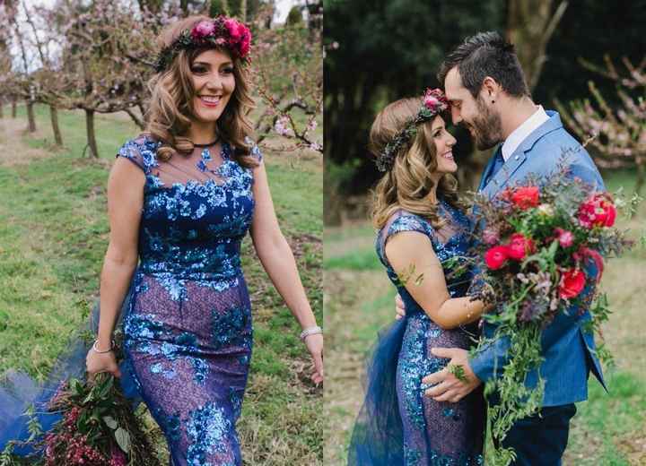 Robe de mariée bleue