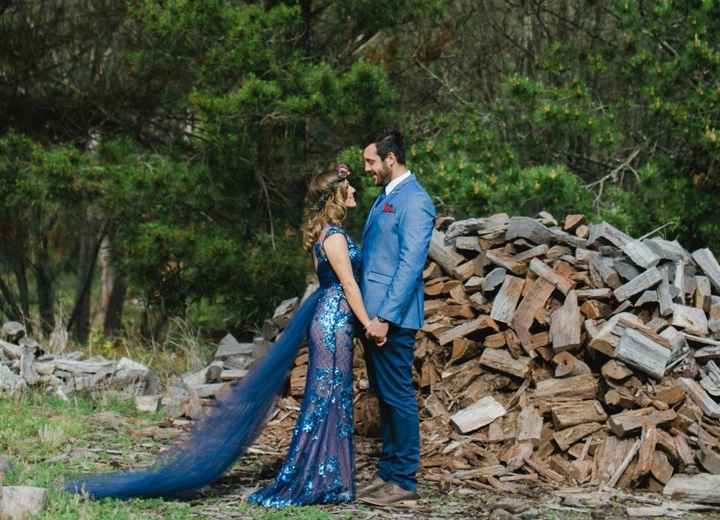 Robe de mariée bleue
