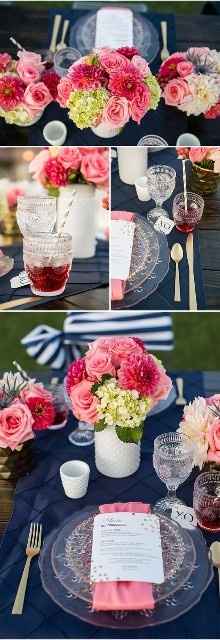 décoration bleu marine et rose