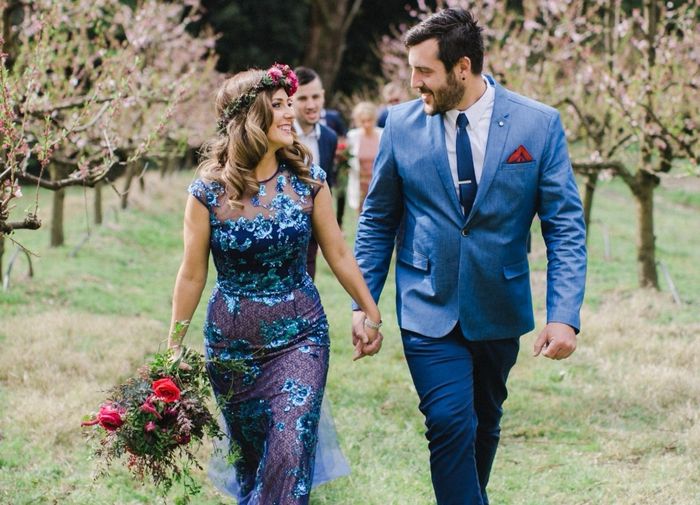 Robe de mariée bleue