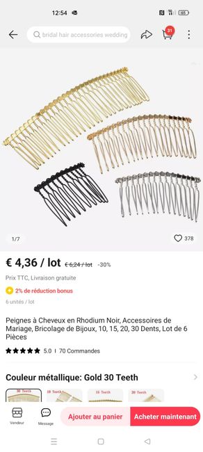 Peigne fleurs cheveux - 1