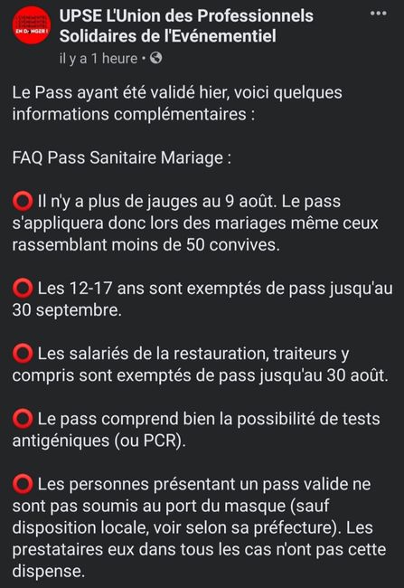 Pass sanitaire à partir du 9 août 2