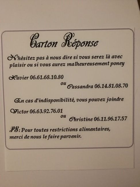 Carton Réponse