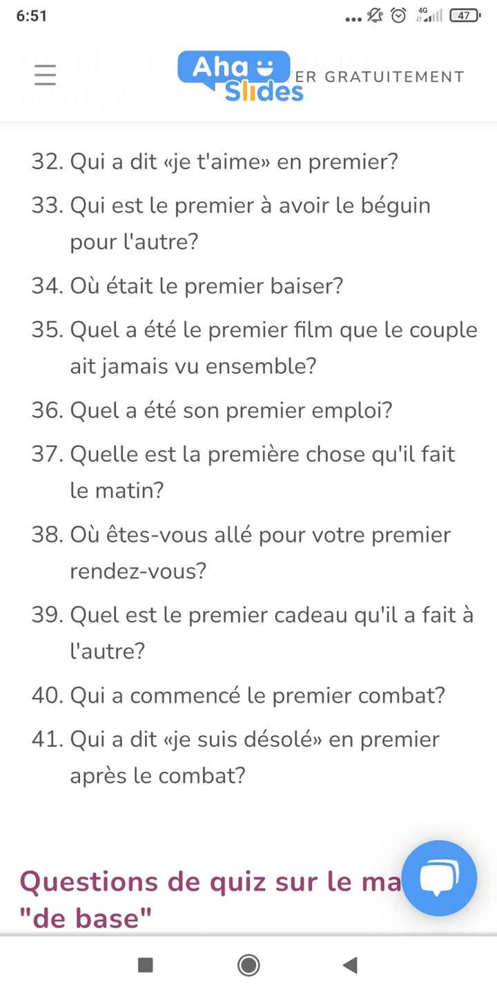 Questionnaire entre futurs époux - 2