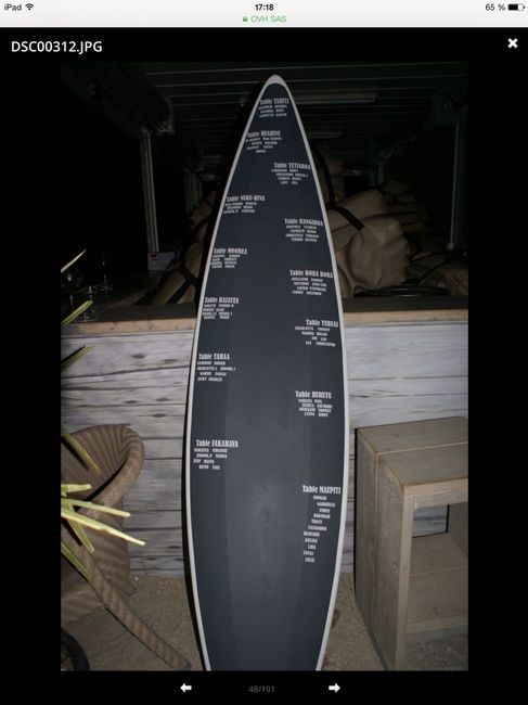 Plan de table - planche de surf - 2