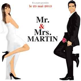 Faire-part mariage dessin photo thème cinéma affiche Mr 