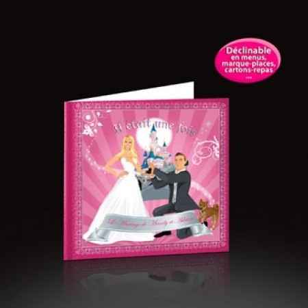 Faire-part original de mariage princesse - dessin conte de fées