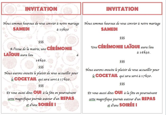 2 mises en pages faire part...