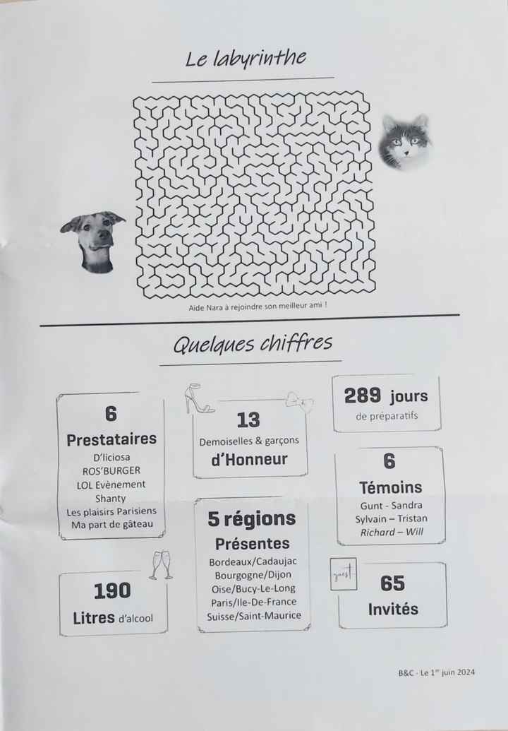 Avant dernière page de notre "Gazette des mariés"