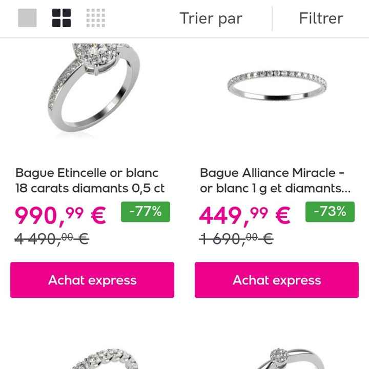 Vente privée Alliances 750/1000 - 2