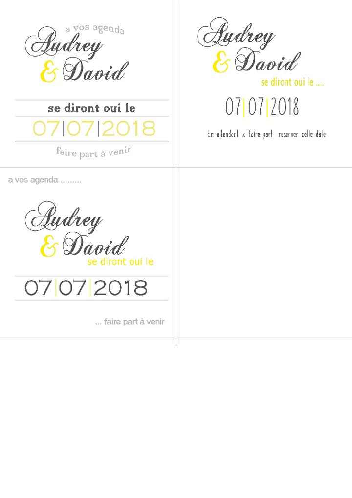 Petit budget  : "save thé date" première essai. - 2