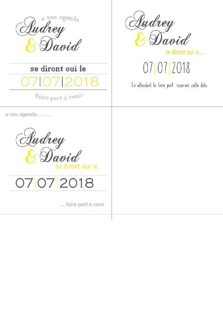 Petit budget  : "save thé date" première essai. - 2