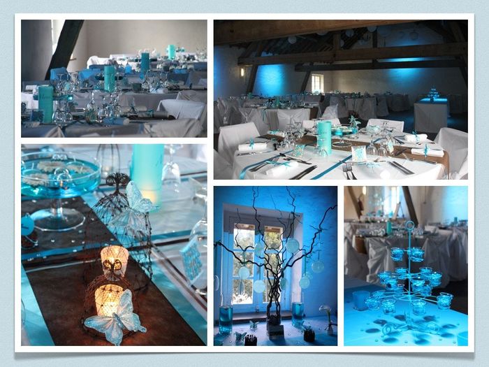 Déco turquoise, argent, blanc