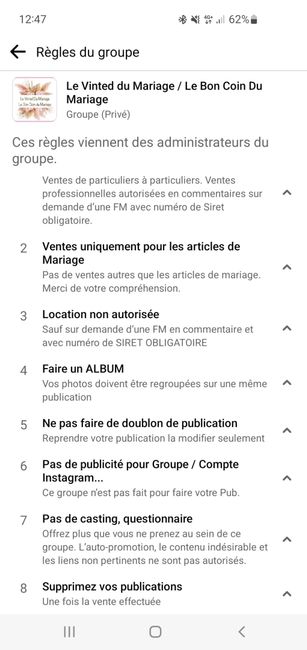 Question aux utilisatrices de la page Facebook "le vinted du mariage" 1