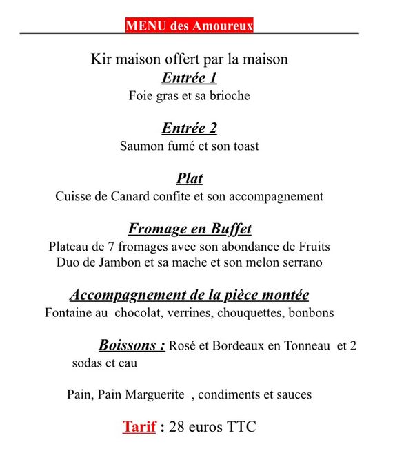 Avis sur un repas mariage - 1