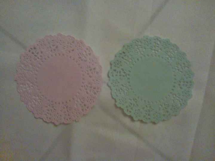 napperons vert et rose