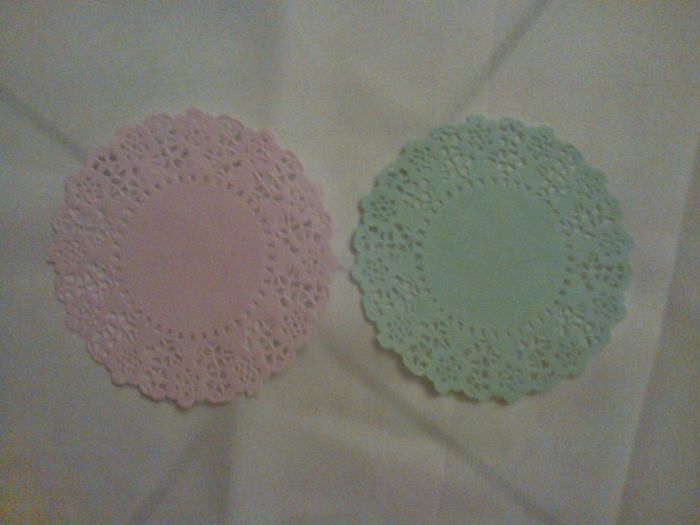 napperons vert et rose