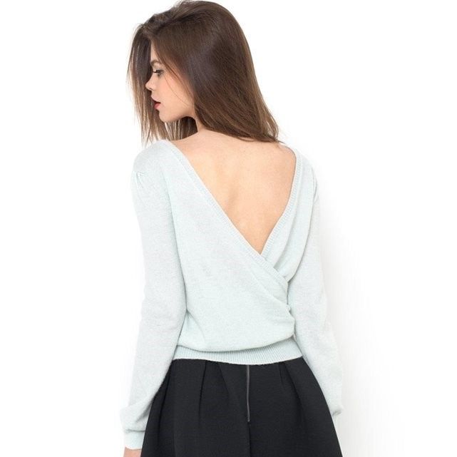 pull menthe décolleté dos