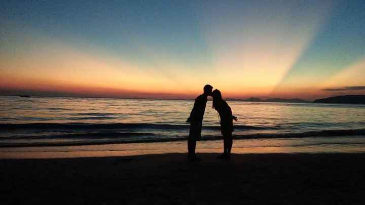 Photo bisou couché soleil